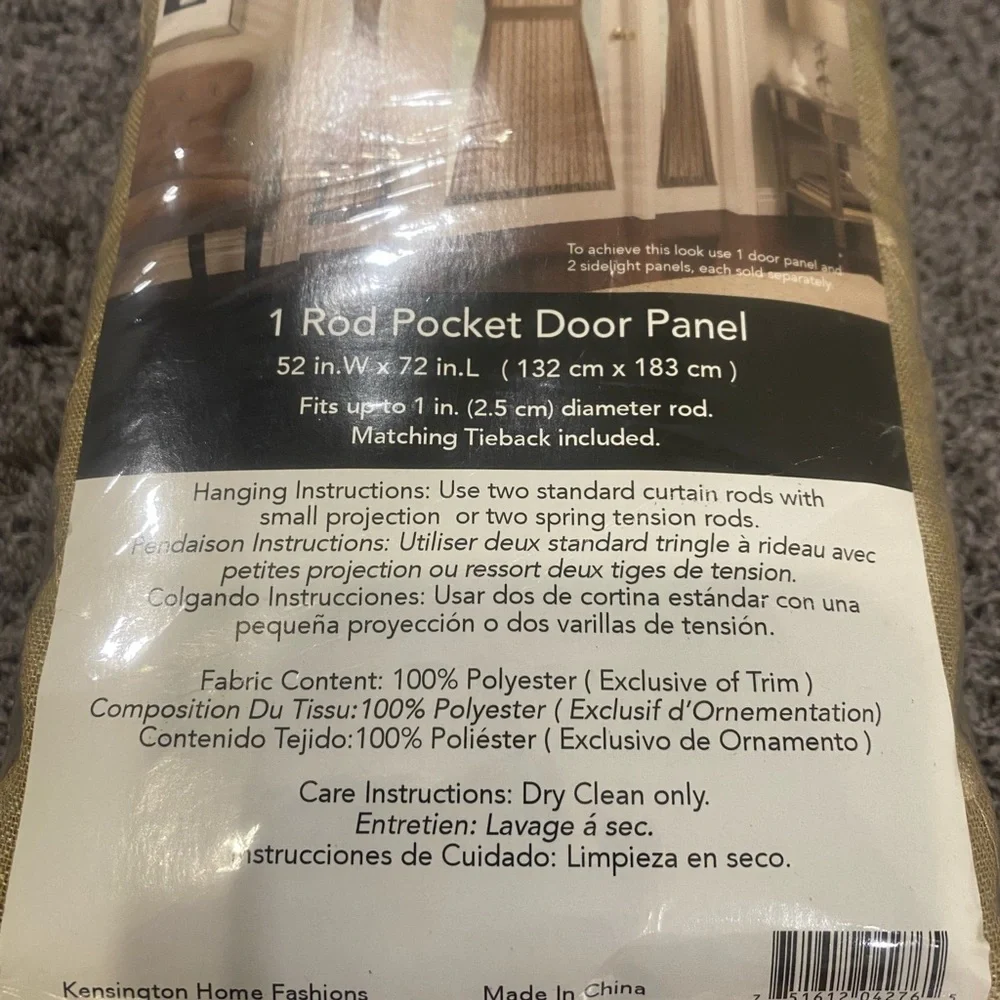 One Rod Pocket Door Panel-Parchment